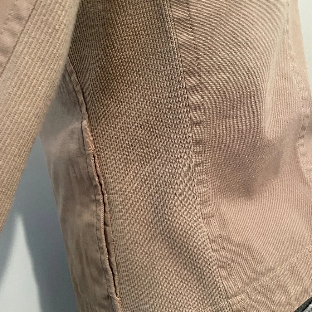 James Perse jacket long sleeve moto jacket cotton blend tan khaki womens small - Picture 3 of 7